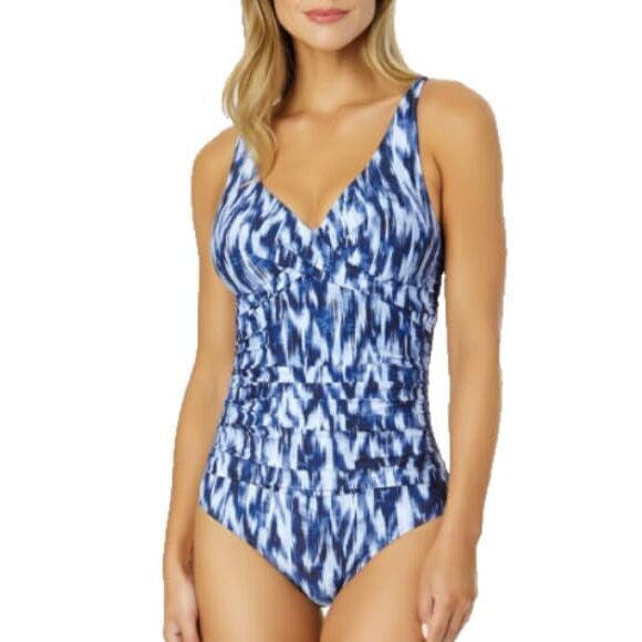 Anne Cole Other - Anne Cole Ikat Tie Dye  Drape Front One Piece Swimsuit 12